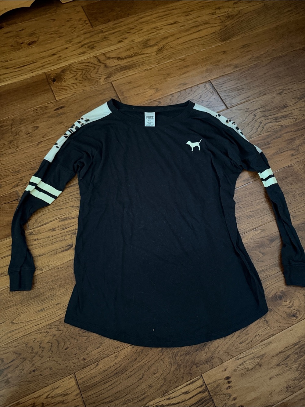 PINK Long Sleeve Top in Black Size Small